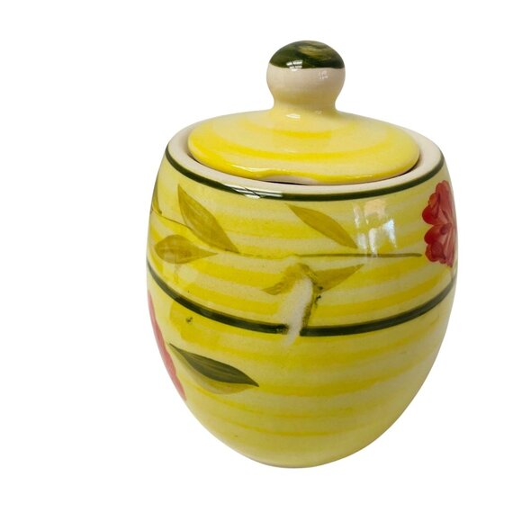 Ginger Jar Ceramic Yellow Floral Jar With Lid Storage 4" Decorative Hand-Painted - Picture 4 of 13